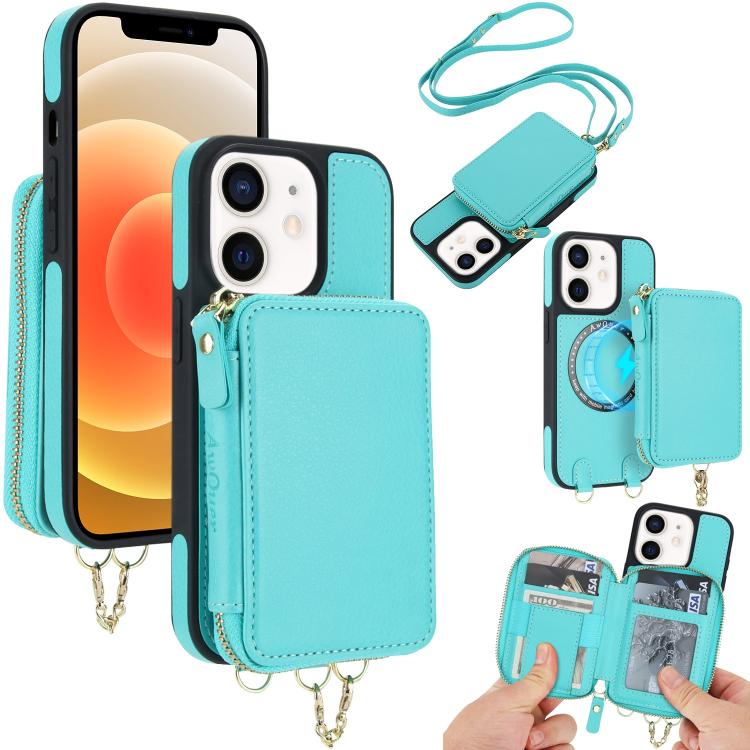 AwQuer 2 in 1 Crossbody Wallet Leather Back Phone Case