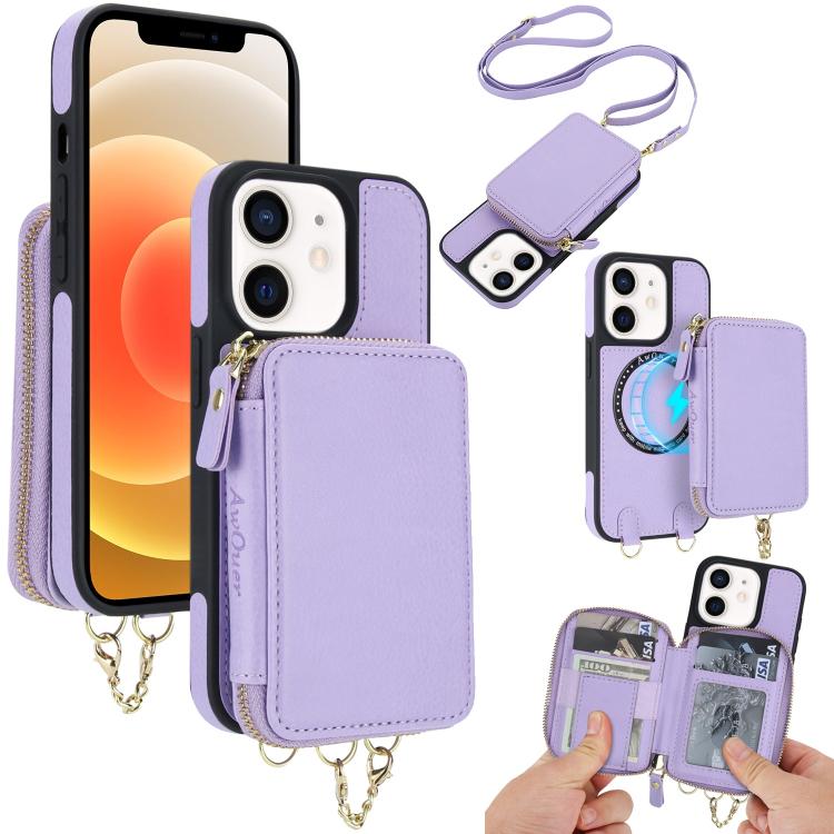 AwQuer 2 in 1 Crossbody Wallet Leather Back Phone Case