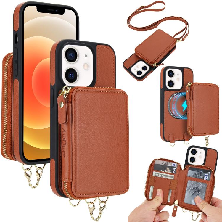 AwQuer 2 in 1 Crossbody Wallet Leather Back Phone Case