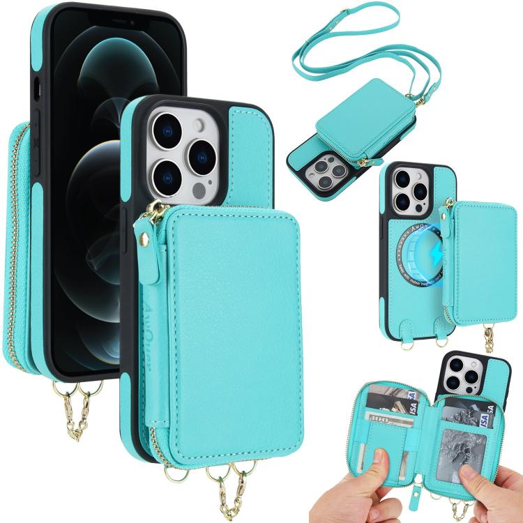 AwQuer 2 in 1 Crossbody Wallet Leather Back Phone Case