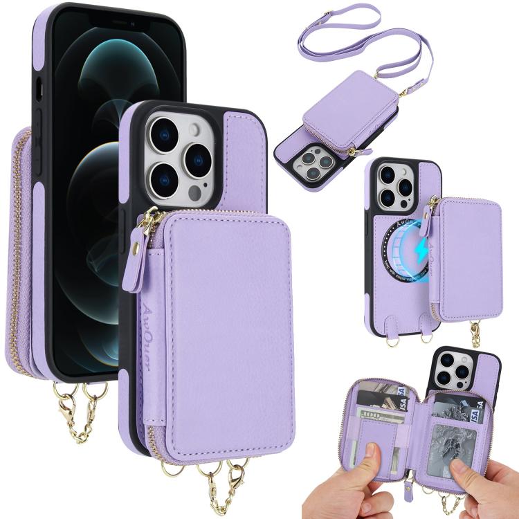 AwQuer 2 in 1 Crossbody Wallet Leather Back Phone Case