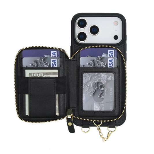 AwQuer 2 in 1 Crossbody Zipper Wallet Leather Back Phone Case