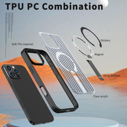 kalebol Honeycomb Cooling MagSafe Holder Phone Case, For iPhone 14, For iPhone 14 Pro, For iPhone 14 Pro Max, For iPhone 13 Pro Max, For iPhone 13