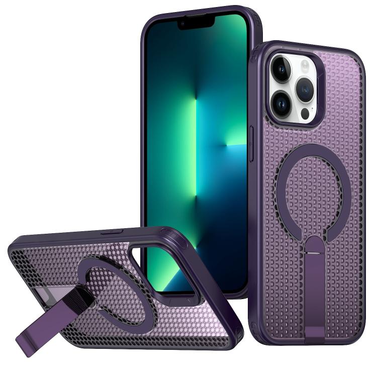 kalebol Honeycomb Cooling MagSafe Holder Phone Case, For iPhone 14, For iPhone 14 Pro, For iPhone 14 Pro Max, For iPhone 13 Pro Max, For iPhone 13
