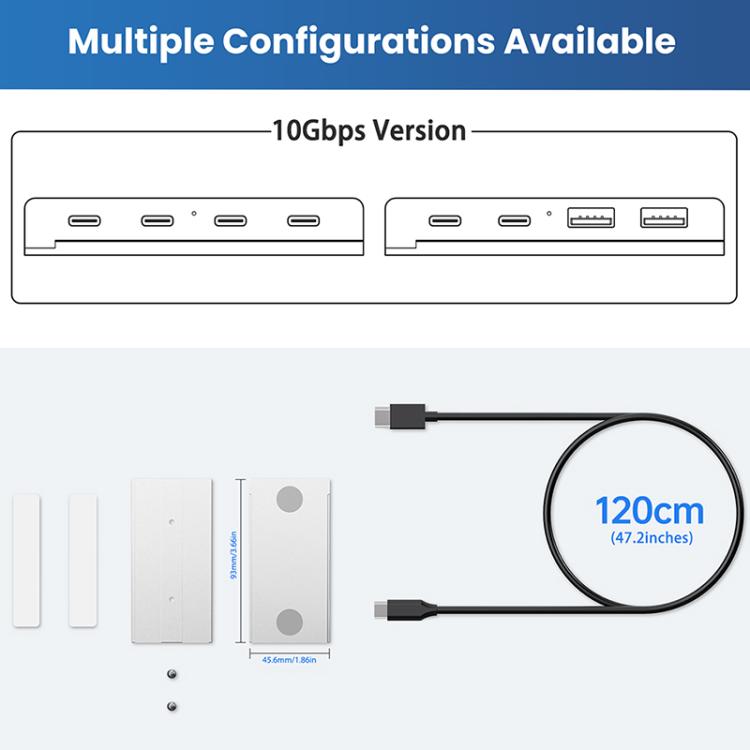 HST-2A2C 4 in 1 USB 3.2 10Gbps Detachable Magnetic Docking Station