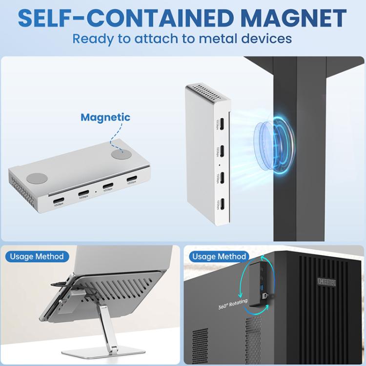 HST-4C 4 in 1 USB 3.2 10Gbps Detachable Magnetic Docking Station