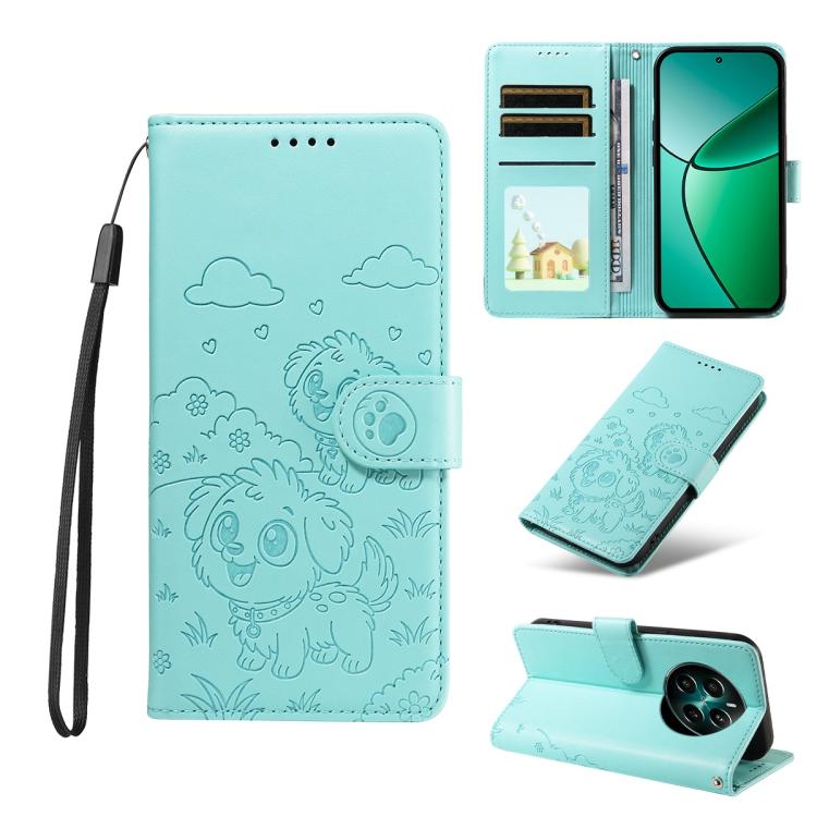 Embossed Heart Dog RFID Blocking Wallet Leather Phone Case, For Realme 16 Pro+ 5G Global, For Realme 16 Pro 5G Global, For Realme 15X 5G India / C85 5G, For Realme C85 Pro 4G, For Realme Narzo 80 Lite 4G / Note 70T, For Realme 15 5G / 15 Pro 5G Global ...