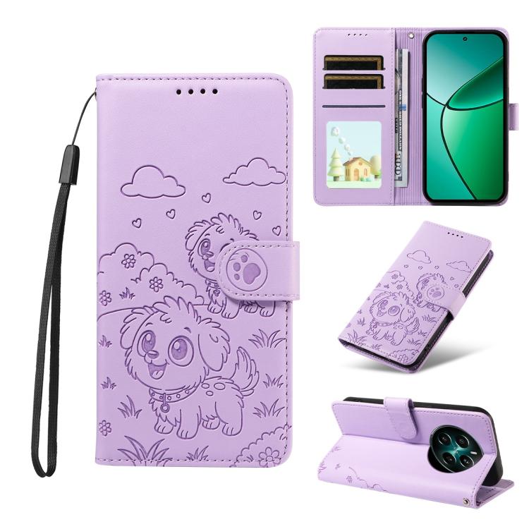 Embossed Heart Dog RFID Blocking Wallet Leather Phone Case, For Realme 16 Pro+ 5G Global, For Realme 16 Pro 5G Global, For Realme 15X 5G India / C85 5G, For Realme C85 Pro 4G, For Realme Narzo 80 Lite 4G / Note 70T, For Realme 15 5G / 15 Pro 5G Global ...