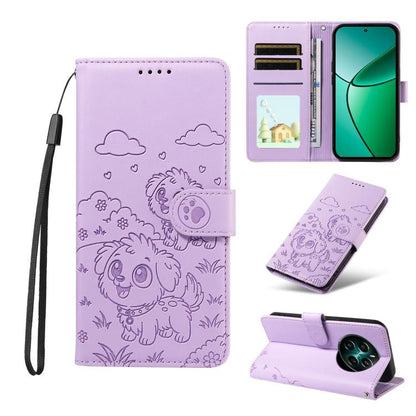 Embossed Heart Dog RFID Blocking Wallet Leather Phone Case, For Realme 16 Pro+ 5G Global, For Realme 16 Pro 5G Global, For Realme 15X 5G India / C85 5G, For Realme C85 Pro 4G, For Realme Narzo 80 Lite 4G / Note 70T, For Realme 15 5G / 15 Pro 5G Global ...