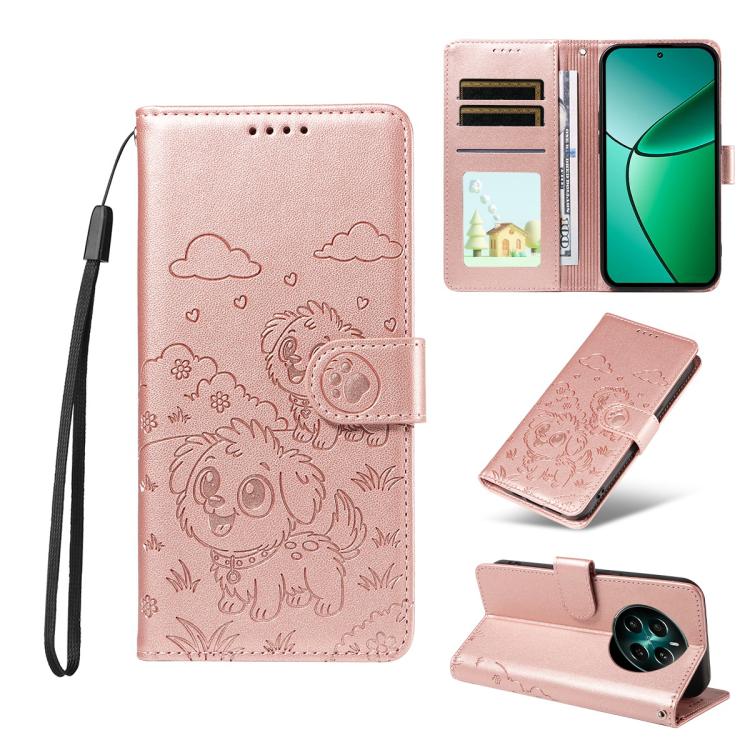 Embossed Heart Dog RFID Blocking Wallet Leather Phone Case, For Realme 16 Pro+ 5G Global, For Realme 16 Pro 5G Global, For Realme 15X 5G India / C85 5G, For Realme C85 Pro 4G, For Realme Narzo 80 Lite 4G / Note 70T, For Realme 15 5G / 15 Pro 5G Global ...