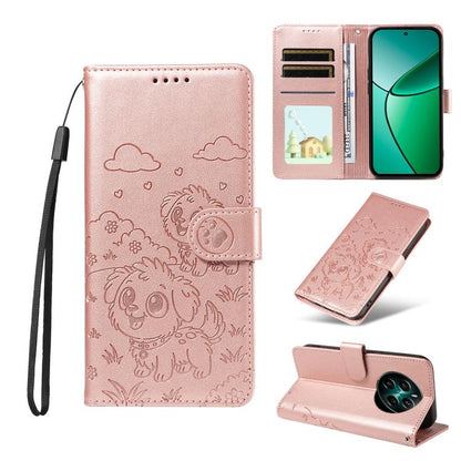 Embossed Heart Dog RFID Blocking Wallet Leather Phone Case, For Realme 16 Pro+ 5G Global, For Realme 16 Pro 5G Global, For Realme 15X 5G India / C85 5G, For Realme C85 Pro 4G, For Realme Narzo 80 Lite 4G / Note 70T, For Realme 15 5G / 15 Pro 5G Global ...