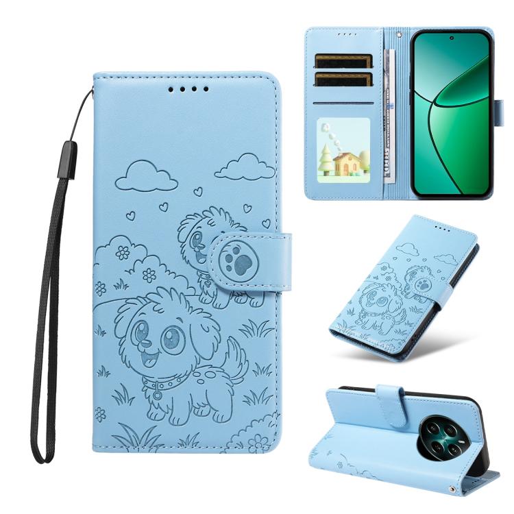 Embossed Heart Dog RFID Blocking Wallet Leather Phone Case, For Realme 16 Pro+ 5G Global, For Realme 16 Pro 5G Global, For Realme 15X 5G India / C85 5G, For Realme C85 Pro 4G, For Realme Narzo 80 Lite 4G / Note 70T, For Realme 15 5G / 15 Pro 5G Global ...