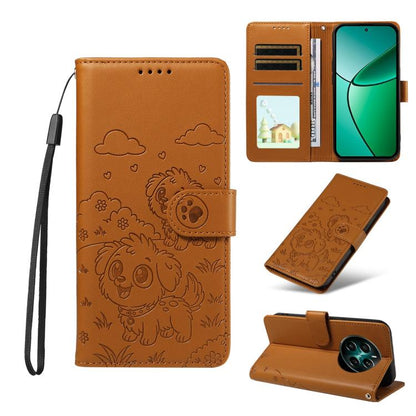 Embossed Heart Dog RFID Blocking Wallet Leather Phone Case, For Realme 16 Pro+ 5G Global, For Realme 16 Pro 5G Global, For Realme 15X 5G India / C85 5G, For Realme C85 Pro 4G, For Realme Narzo 80 Lite 4G / Note 70T, For Realme 15 5G / 15 Pro 5G Global ...