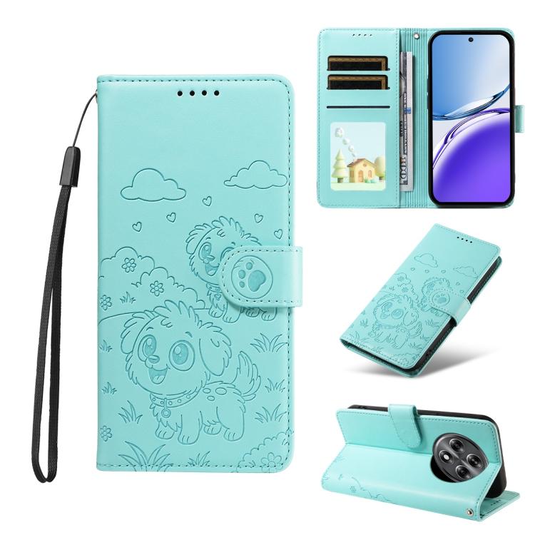Embossed Heart Dog RFID Blocking Wallet Leather Phone Case, For Realme 16 Pro+ 5G Global, For Realme 16 Pro 5G Global, For Realme 15X 5G India / C85 5G, For Realme C85 Pro 4G, For Realme Narzo 80 Lite 4G / Note 70T, For Realme 15 5G / 15 Pro 5G Global ...