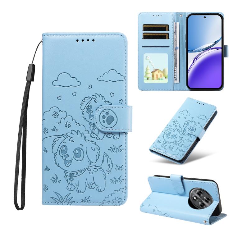 Embossed Heart Dog RFID Blocking Wallet Leather Phone Case, For Realme 16 Pro+ 5G Global, For Realme 16 Pro 5G Global, For Realme 15X 5G India / C85 5G, For Realme C85 Pro 4G, For Realme Narzo 80 Lite 4G / Note 70T, For Realme 15 5G / 15 Pro 5G Global ...