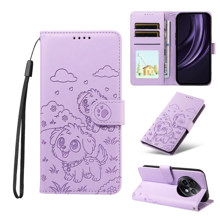 Embossed Heart Dog RFID Blocking Wallet Leather Phone Case, For Realme 16 Pro+ 5G Global, For Realme 16 Pro 5G Global, For Realme 15X 5G India / C85 5G, For Realme C85 Pro 4G, For Realme Narzo 80 Lite 4G / Note 70T, For Realme 15 5G / 15 Pro 5G Global ...