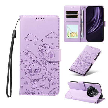 Embossed Heart Dog RFID Blocking Wallet Leather Phone Case, For Realme 16 Pro+ 5G Global, For Realme 16 Pro 5G Global, For Realme 15X 5G India / C85 5G, For Realme C85 Pro 4G, For Realme Narzo 80 Lite 4G / Note 70T, For Realme 15 5G / 15 Pro 5G Global ...