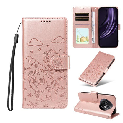 Embossed Heart Dog RFID Blocking Wallet Leather Phone Case, For Realme 16 Pro+ 5G Global, For Realme 16 Pro 5G Global, For Realme 15X 5G India / C85 5G, For Realme C85 Pro 4G, For Realme Narzo 80 Lite 4G / Note 70T, For Realme 15 5G / 15 Pro 5G Global ...