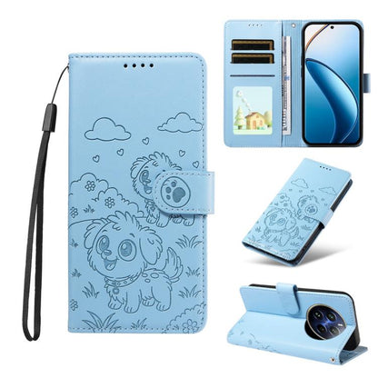 Embossed Heart Dog RFID Blocking Wallet Leather Phone Case, For Realme 16 Pro+ 5G Global, For Realme 16 Pro 5G Global, For Realme 15X 5G India / C85 5G, For Realme C85 Pro 4G, For Realme Narzo 80 Lite 4G / Note 70T, For Realme 15 5G / 15 Pro 5G Global ...