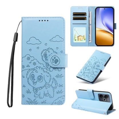 Embossed Heart Dog RFID Blocking Wallet Leather Phone Case, For Realme 16 Pro+ 5G Global, For Realme 16 Pro 5G Global, For Realme 15X 5G India / C85 5G, For Realme C85 Pro 4G, For Realme Narzo 80 Lite 4G / Note 70T, For Realme 15 5G / 15 Pro 5G Global ...