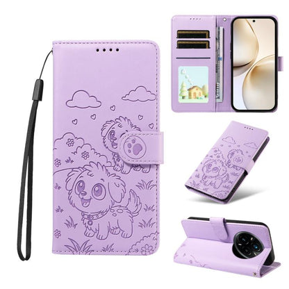 Embossed Heart Dog RFID Blocking Wallet Leather Phone Case, For Realme 16 Pro+ 5G Global, For Realme 16 Pro 5G Global, For Realme 15X 5G India / C85 5G, For Realme C85 Pro 4G, For Realme Narzo 80 Lite 4G / Note 70T, For Realme 15 5G / 15 Pro 5G Global ...