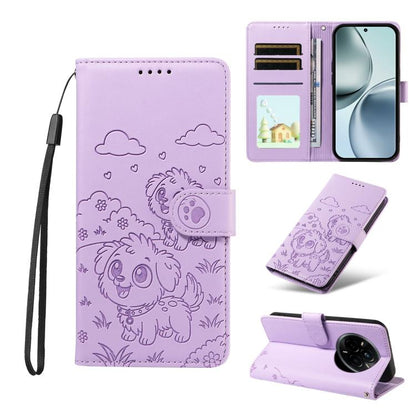 Embossed Heart Dog RFID Blocking Wallet Leather Phone Case, For Realme 16 Pro+ 5G Global, For Realme 16 Pro 5G Global, For Realme 15X 5G India / C85 5G, For Realme C85 Pro 4G, For Realme Narzo 80 Lite 4G / Note 70T, For Realme 15 5G / 15 Pro 5G Global ...