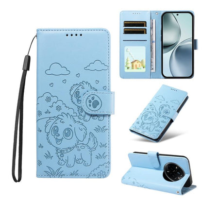 Embossed Heart Dog RFID Blocking Wallet Leather Phone Case, For Realme 16 Pro+ 5G Global, For Realme 16 Pro 5G Global, For Realme 15X 5G India / C85 5G, For Realme C85 Pro 4G, For Realme Narzo 80 Lite 4G / Note 70T, For Realme 15 5G / 15 Pro 5G Global ...