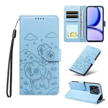 Embossed Heart Dog RFID Blocking Wallet Leather Phone Case, For Realme 16 Pro+ 5G Global, For Realme 16 Pro 5G Global, For Realme 15X 5G India / C85 5G, For Realme C85 Pro 4G, For Realme Narzo 80 Lite 4G / Note 70T, For Realme 15 5G / 15 Pro 5G Global ...