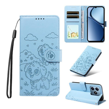 Embossed Heart Dog RFID Blocking Wallet Leather Phone Case, For Realme 16 Pro+ 5G Global, For Realme 16 Pro 5G Global, For Realme 15X 5G India / C85 5G, For Realme C85 Pro 4G, For Realme Narzo 80 Lite 4G / Note 70T, For Realme 15 5G / 15 Pro 5G Global ...