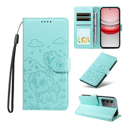 Embossed Heart Dog RFID Blocking Wallet Leather Phone Case, For Realme 16 Pro+ 5G Global, For Realme 16 Pro 5G Global, For Realme 15X 5G India / C85 5G, For Realme C85 Pro 4G, For Realme Narzo 80 Lite 4G / Note 70T, For Realme 15 5G / 15 Pro 5G Global ...