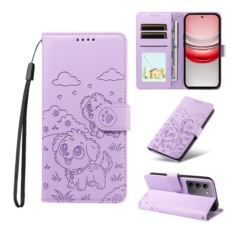 Embossed Heart Dog RFID Blocking Wallet Leather Phone Case, For Realme 16 Pro+ 5G Global, For Realme 16 Pro 5G Global, For Realme 15X 5G India / C85 5G, For Realme C85 Pro 4G, For Realme Narzo 80 Lite 4G / Note 70T, For Realme 15 5G / 15 Pro 5G Global ...