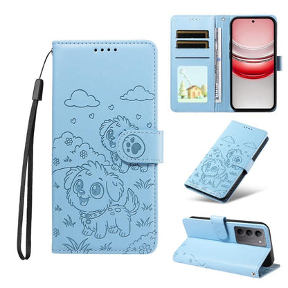 Embossed Heart Dog RFID Blocking Wallet Leather Phone Case, For Realme 16 Pro+ 5G Global, For Realme 16 Pro 5G Global, For Realme 15X 5G India / C85 5G, For Realme C85 Pro 4G, For Realme Narzo 80 Lite 4G / Note 70T, For Realme 15 5G / 15 Pro 5G Global ...