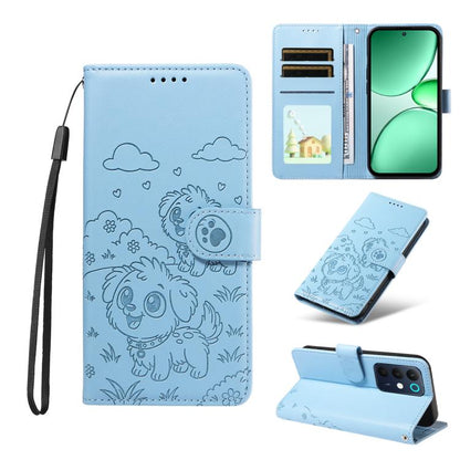 Embossed Heart Dog RFID Blocking Wallet Leather Phone Case, For Realme 16 Pro+ 5G Global, For Realme 16 Pro 5G Global, For Realme 15X 5G India / C85 5G, For Realme C85 Pro 4G, For Realme Narzo 80 Lite 4G / Note 70T, For Realme 15 5G / 15 Pro 5G Global ...