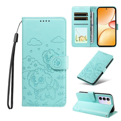Embossed Heart Dog RFID Blocking Wallet Leather Phone Case, For Realme 16 Pro+ 5G Global, For Realme 16 Pro 5G Global, For Realme 15X 5G India / C85 5G, For Realme C85 Pro 4G, For Realme Narzo 80 Lite 4G / Note 70T, For Realme 15 5G / 15 Pro 5G Global ...
