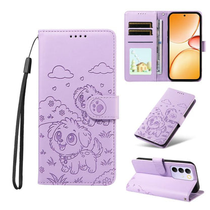 Embossed Heart Dog RFID Blocking Wallet Leather Phone Case, For Realme 16 Pro+ 5G Global, For Realme 16 Pro 5G Global, For Realme 15X 5G India / C85 5G, For Realme C85 Pro 4G, For Realme Narzo 80 Lite 4G / Note 70T, For Realme 15 5G / 15 Pro 5G Global ...