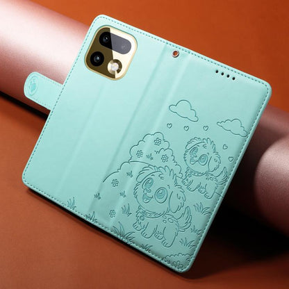 Embossed Heart Dog RFID Blocking Wallet Leather Phone Case, For Realme 16 Pro+ 5G Global, For Realme 16 Pro 5G Global, For Realme 15X 5G India / C85 5G, For Realme C85 Pro 4G, For Realme Narzo 80 Lite 4G / Note 70T, For Realme 15 5G / 15 Pro 5G Global ...