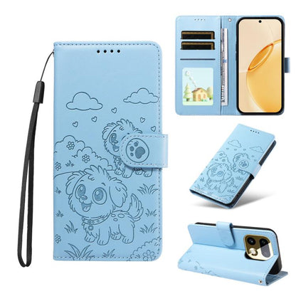 Embossed Heart Dog RFID Blocking Wallet Leather Phone Case, For Realme 16 Pro+ 5G Global, For Realme 16 Pro 5G Global, For Realme 15X 5G India / C85 5G, For Realme C85 Pro 4G, For Realme Narzo 80 Lite 4G / Note 70T, For Realme 15 5G / 15 Pro 5G Global ...