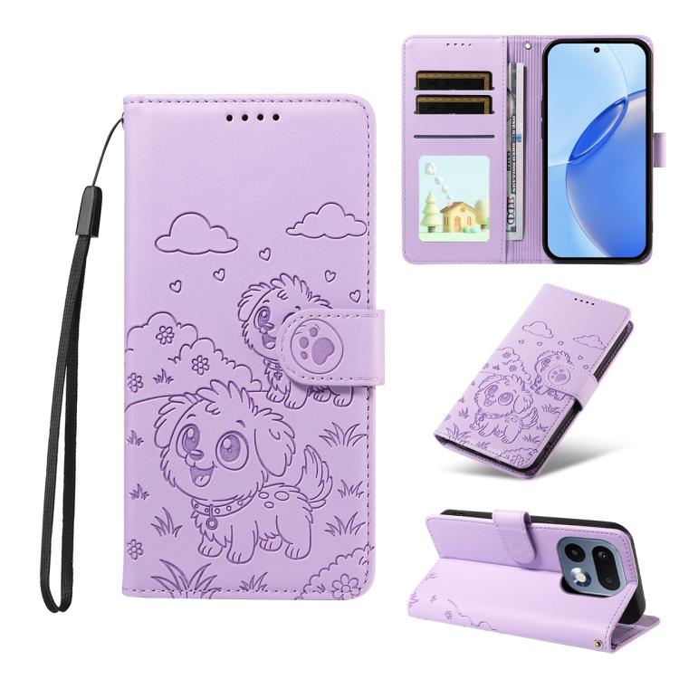 Embossed Heart Dog RFID Blocking Wallet Leather Phone Case, For Realme P4R 5G / P4x 4G / C100 4G / C100i, For Realme 16 Pro+ 5G Global, For Realme 16 Pro 5G Global, For Realme P4x 5G, For Realme 15X 5G India / C85 5G, For Realme C85 Pro 4G             ...
