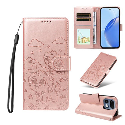 Embossed Heart Dog RFID Blocking Wallet Leather Phone Case, For Realme P4R 5G / P4x 4G / C100 4G / C100i, For Realme 16 Pro+ 5G Global, For Realme 16 Pro 5G Global, For Realme P4x 5G, For Realme 15X 5G India / C85 5G, For Realme C85 Pro 4G             ...