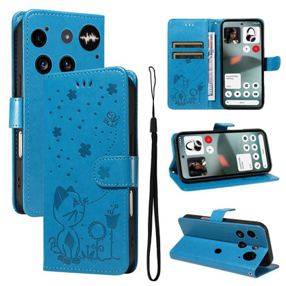 Cat and Bee Embossed Flip Leather Phone Case, For Nothing Phone 4a Pro, For Nothing Phone 4a, For Nothing Phone 3, For Nothing CMF Phone 2 Pro, For Nothing Phone 3A, For Nothing Phone 3A Pro