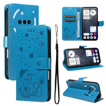 Cat and Bee Embossed Flip Leather Phone Case, For Nothing Phone 4a Pro, For Nothing Phone 4a, For Nothing Phone 3, For Nothing CMF Phone 2 Pro, For Nothing Phone 3A, For Nothing Phone 3A Pro