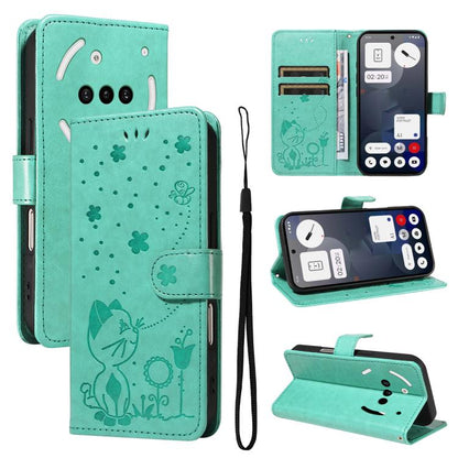 Cat and Bee Embossed Flip Leather Phone Case, For Nothing Phone 4a Pro, For Nothing Phone 4a, For Nothing Phone 3, For Nothing CMF Phone 2 Pro, For Nothing Phone 3A, For Nothing Phone 3A Pro