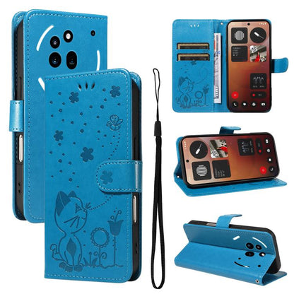 Cat and Bee Embossed Flip Leather Phone Case, For Nothing Phone 4a Pro, For Nothing Phone 4a, For Nothing Phone 3, For Nothing CMF Phone 2 Pro, For Nothing Phone 3A, For Nothing Phone 3A Pro