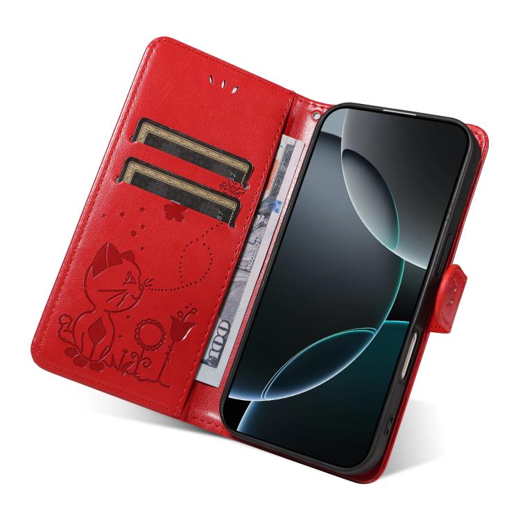 Cat and Bee Embossed Flip Leather Phone Case, For Nothing Phone 4a Pro, For Nothing Phone 4a, For Nothing Phone 3, For Nothing CMF Phone 2 Pro, For Nothing Phone 3A, For Nothing Phone 3A Pro