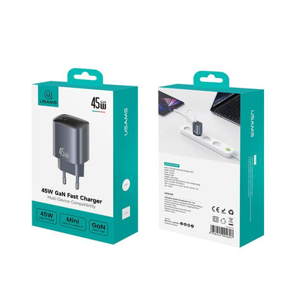 USAMS CC323 T66 45W USB-C / Type-C GaN Fast Charger, EU Plug