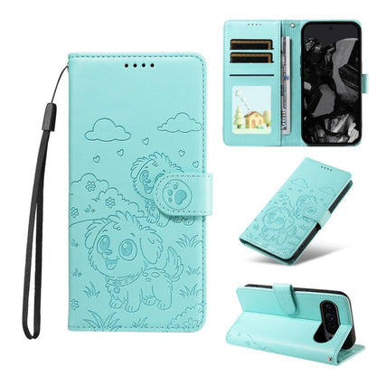 Embossed Heart Dog RFID Blocking Wallet Leather Phone Case, For Google Pixel 11 Pro XL, For Google Pixel 11 / 11 Pro, For Google Pixel 10a, For Google Pixel 10 Pro XL / 9 Pro XL, For Google Pixel 10 / 10 Pro / 9 / 9 Pro, For Google Pixel 9a