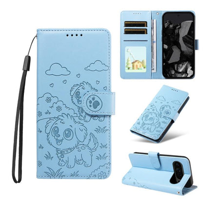 Embossed Heart Dog RFID Blocking Wallet Leather Phone Case, For Google Pixel 11 Pro XL, For Google Pixel 11 / 11 Pro, For Google Pixel 10a, For Google Pixel 10 Pro XL / 9 Pro XL, For Google Pixel 10 / 10 Pro / 9 / 9 Pro, For Google Pixel 9a