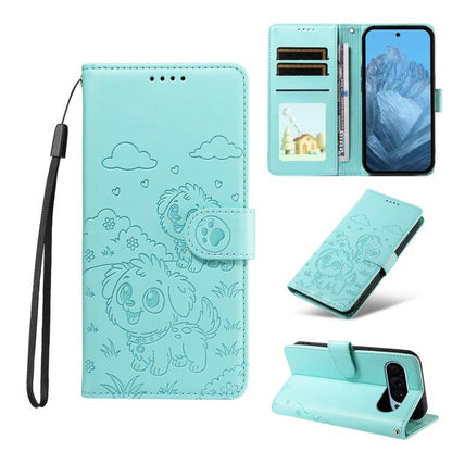 Embossed Heart Dog RFID Blocking Wallet Leather Phone Case, For Google Pixel 11 Pro XL, For Google Pixel 11 / 11 Pro, For Google Pixel 10a, For Google Pixel 10 Pro XL / 9 Pro XL, For Google Pixel 10 / 10 Pro / 9 / 9 Pro, For Google Pixel 9a