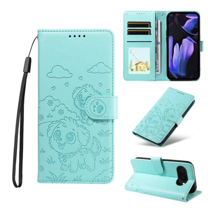 Embossed Heart Dog RFID Blocking Wallet Leather Phone Case, For Google Pixel 11 Pro XL, For Google Pixel 11 / 11 Pro, For Google Pixel 10a, For Google Pixel 10 Pro XL / 9 Pro XL, For Google Pixel 10 / 10 Pro / 9 / 9 Pro, For Google Pixel 9a