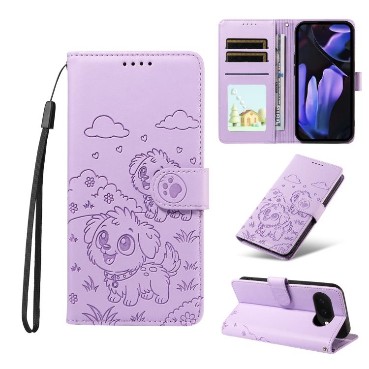 Embossed Heart Dog RFID Blocking Wallet Leather Phone Case, For Google Pixel 11 Pro XL, For Google Pixel 11 / 11 Pro, For Google Pixel 10a, For Google Pixel 10 Pro XL / 9 Pro XL, For Google Pixel 10 / 10 Pro / 9 / 9 Pro, For Google Pixel 9a
